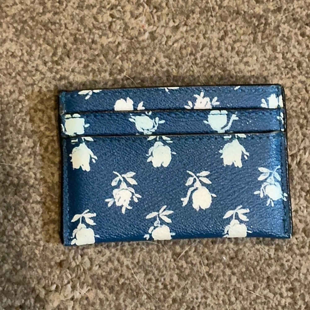 Coach Navy Floral Card Holder - Picture 3 of 8